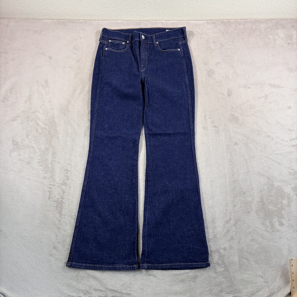 AYR Wide Flared Leg Jeans in Blue Women 31S Designer Made in USA $325